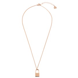 Happiness Boutique Women's Necklace with Lock Pendant in Rose Gold | Necklace with Pendant Lock Love Symbol Charm Stainless Steel Jewellery, Stainless Steel Rose gold plated Stainless steel