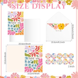 Moinchore 100 Pack Watercolor Floral Thank You Cards Assorted Blank Appreciation Greeting Note Cards with Envelopes & Stickers, Ideal for Students, Back to School, Baby Shower, Bridal & Birthday Gifts
