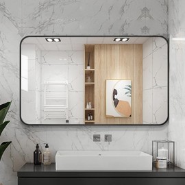 ITSRG Black Mirror for Bathroom Wall Mirror 30" x 40" Wall Mounted Mirror for Vanity, Decorative Rectangular Aluminum Alloy Frame for Bedroom and Living Room(Black)