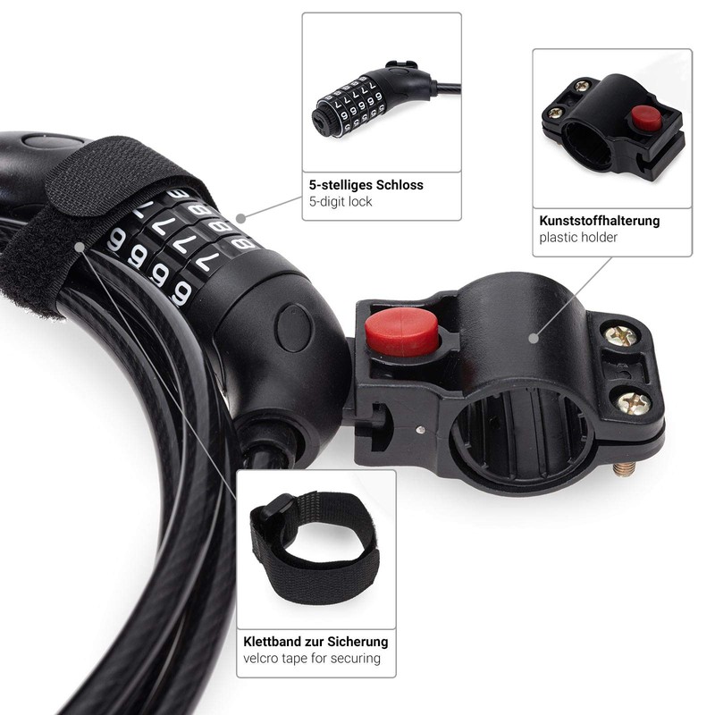 qeedo Bike Trailer Lock Bicycle Trailer Cable Lock [2.5 m