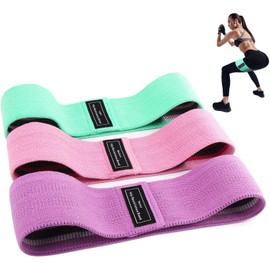 ANNA TOSANI Bandas de Resistencia (Set de 3), Bandas Elasticas de Fitness para Yoga, Pilates, Estiramientos Bandas Antideslizantes de Ejercicios para Fuerza de Piernas y Glúteos (Rosa+Púrpura+Verde)