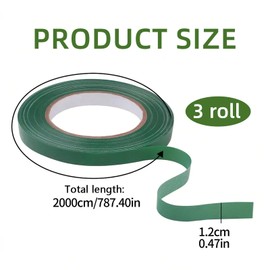 HFMYGS 3 Pcs Flower Tape, Dark Green Floral Tape, Florist Green Sticky Supplies, Flower Arranging Accessories for Stem Wrapping and Floral Arrangements, Bouquet Stem Wrapping and Diy Handcrafts