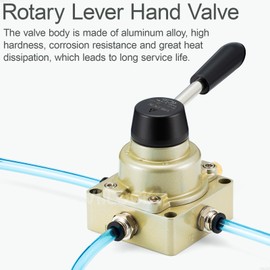 VIILOCK Rotary Lever Hand Valve HV-03, 3 Position 4 Way 3/8" NPT Pneumatic Manual Control Air Flow Valve (3/8" NPT)