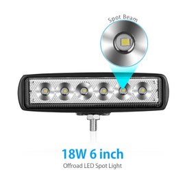 PICAA Mini LED Work Light 12 V 24 V, 4 Pieces 6 Inch 18 W Spot 6000 K White LED Headlight Additional Headlight for Car Offroad 4 x 4 Tractor Truck Motorcycle