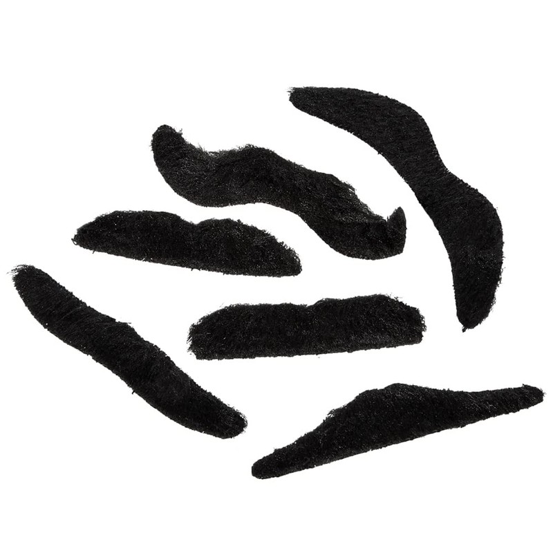 Road Island Novelty 3.5" Black Fake Mustaches, Pack of 12