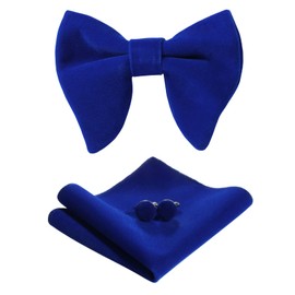 PACGOTH Pajaritas para hombre, corbata de moño preatada, estilo vintage, esmoquin de terciopelo de gran tamaño, conjunto cuadrado con caja de regalo, Azul Royal, Large