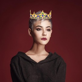 Norbiariz Gold Pear Tiara Crown With 4 Gold Hairpins Womens Headband Alloy Round Crown For Girls Bridal Wedding Prom Birthday Party Costume Tiaras For Women Hair Styling Accessories Teal