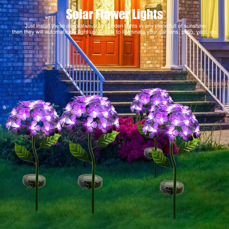 Solar Garden Lights LED Outdoor Decorative Lights Solar Hydrangea Flowers