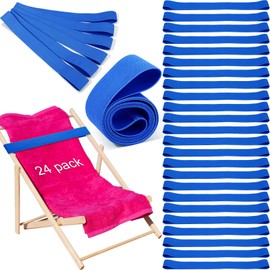 24 Pcs Beach Towel Bands Towel Clips Windproof Elastic Beach Towel Bands Bulk Lightweight Stretch Chair Towel Holder Beach Chair Towel Strap for Beach Chairs Cruise Essentials(Blue)