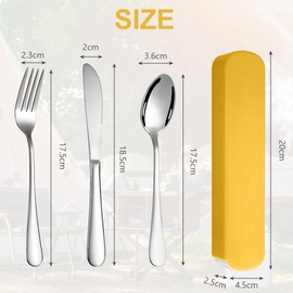 HOTUT Camping Cutlery, Pack of 3 Reusable Stainless Steel Sporks, Stainless Steel Cutlery for Travel Camping