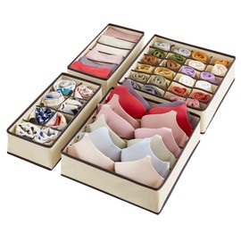 Yostyle Organizador De Cajones de 4 Piezas,Cajas de Almacenamiento de Ropa Plegable Multifuncional,Organizadores de Ropa Interior lavables, Para Clasificar Ropa Interior, Calcetines, Corbatas.