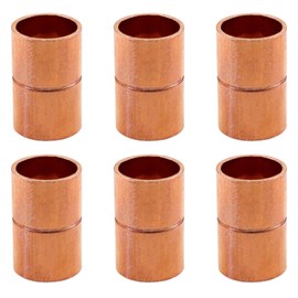 Xhziy 3/8" Inner Diameter Welding Fittings Copper Tube Welding Fittings HVAC Copper Fittings Copper Tube Connector Copper Tube Adapter With Coil Tube Antiperspirant End 6pcs