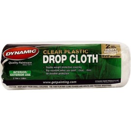 FixtureDisplays Dynamic 00377 9' x 12' 2mil Rolled Clear Plastic Drop Cloth