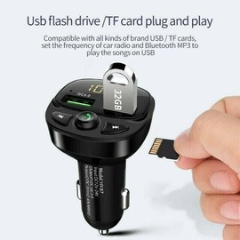 Bluetooth FM Transmitter 5.0, Car Radio Adapter LED Display Hands-Free Car Kit, Car Adapter Wireless Radio Receiver