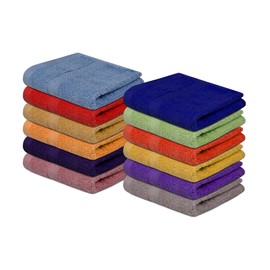 CH - Juego de paños faciales 100% algodón, toallas ultra suaves para baño y hogar, alta durabilidad y absorción, prácticos y elegantes, multicolor brillante (paquete de 12, juego multicolor 2)