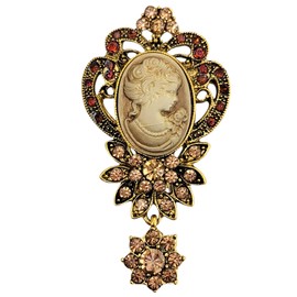 GFM® Vintage Inspired Teardrop Floral Flower Brooch with Crystal and Rhinestones - Christmas, Birthday, Mother's Day, Valentine's Day, Wedding Anniversary (BRCH-VN-D-145-SN)