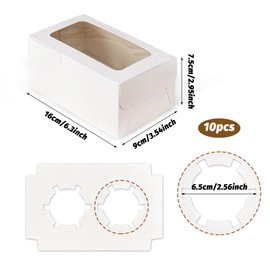 MUMULULU - 10 cajas de papel blanco para cupcakes con 2 cajas de regalo de galletas con ventana transparente, 2 soportes para cupcakes y pastelería, para fiestas de cumpleaños, suministros de