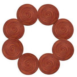 Youyi Better Lifes Round Braided Placemats Set of 8 Colorful Washable Durable Placemats Non-Slip 15 Inch Red-Orange Woven Table Mats for Dining Tables Holiday Party Decoration