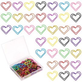 lasuroa 100pcs Heart Shaped Paper Clips, Small Cute Metal Love Heart Decorative Colored Paperclips for Office School Notes Documents Scrapbooking Wedding Fancy Decor & Craft Projects (Multicolors)