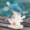 Sea Turtle Decor Figurine Blue Turtles Swimming on Coral Reef