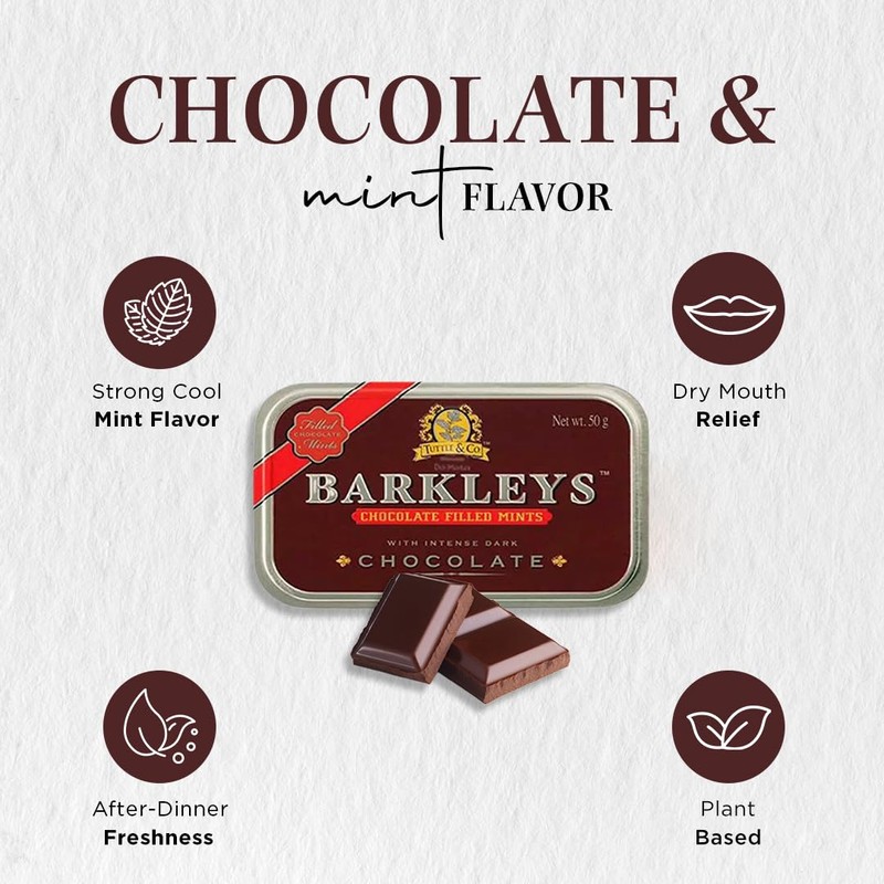 Barkleys Chocolate Breath Mints -Strong Peppermint Flavor- Chocolate Candy, Breath