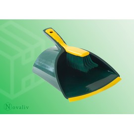 Novaliv Dustpan Jumbo Claw Set 2-Piece Set Plastic Green Yellow Curved Bristles Dustpan Hand Brush (Dustpan Claw Brush, 1)