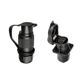 BEIJISTAR 3 Pin Trailer Plug & 3 Pin Trailer Socket, 3 Pin Tractor Plug, 12V Waterproof 3 Pin Trailer Plug Socket Connector, for Truck RV Cars Boat Caravan Tractor (4 Mount Points)