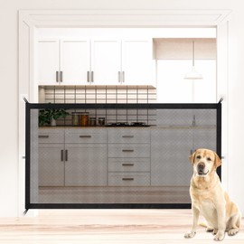 NWK Magic Baby Gate Pet Gate for The House Stairs Providing a Safe Enclosure for Pets to Play and Rest, 6 Loops Design (Black, 180CM X 75CM)