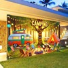 HOMETITUTE Camping Themed Backdrop Banner 71x43 Inchs Happy Camper Banner