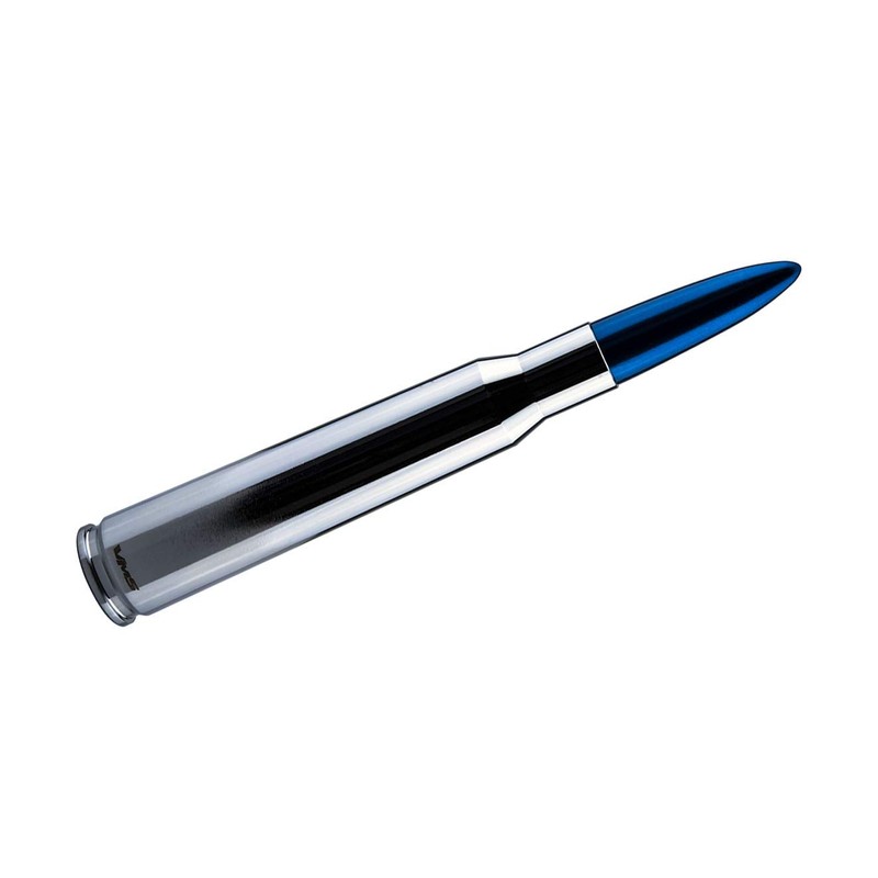 VMS Racing 50 Cal Caliber CHROME BLUE TIP BULLET ANTENNA