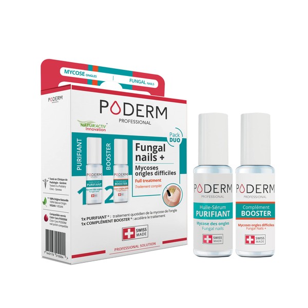 PODERM - PACK OF 2 SEVERE FUNGAL INFECTION PRODUCTS - Special comprehensive treatment for difficult to treat fungal infections - Professional foot/hand treatment - Quick & easy - Swiss Made