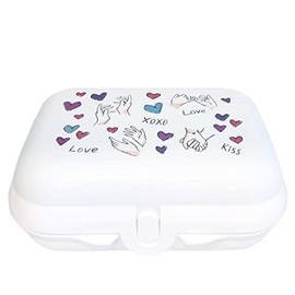 Tupperware To Go Twin White Love Kiss Lunch Box Sandwich Box Container Kindi Twin Child Nursery School Tin Small Size 2