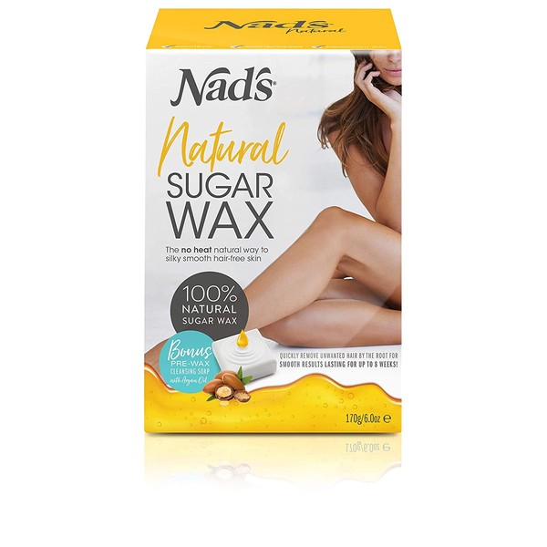 Nad's Sugar Wax Kit - Wax Hair Removal For Women - Body+Face Wax - All Skin Types - At Home Waxing Kit With 6 Oz Sugar Wax, Cleansing Soap, Wooden Spatula, Re-Usable Cotton Strips