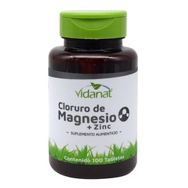 Vidanat Cloruro de Magnesio + Zinc 100 Tabletas – Suplemento Alimenticio de Origen Natural