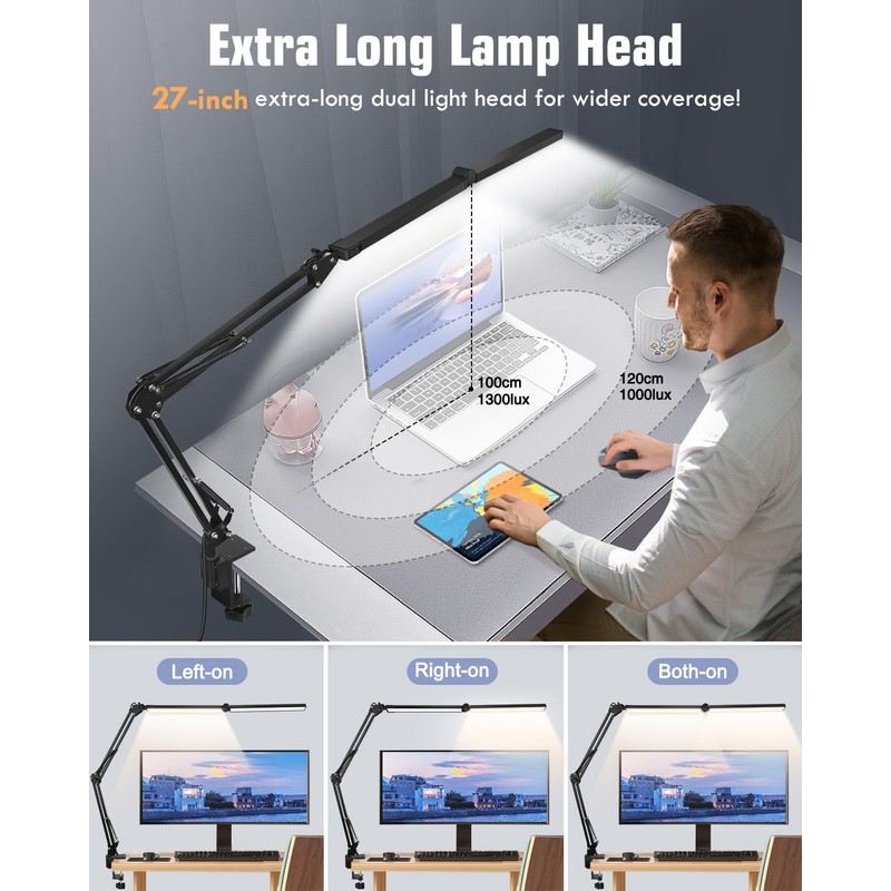 Toolour LED Desk Lamps for Home Office 2 in 1