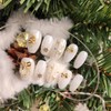 White Gold Christmas Nail Tips - Coffin / 화이트 골드