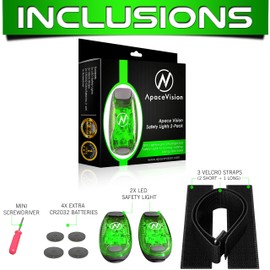 LED Safety Light (2 Pack) - Clip On Strobe/Running Lights for Runners, Dog, Bike, Walking, Boat, Kayak, Stroller and More - High Visibility Accessories for Your Reflective Gear, Bicycle, Green