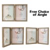 5x7 Double Picture Frames Hinged Wood Grain with Real Glass