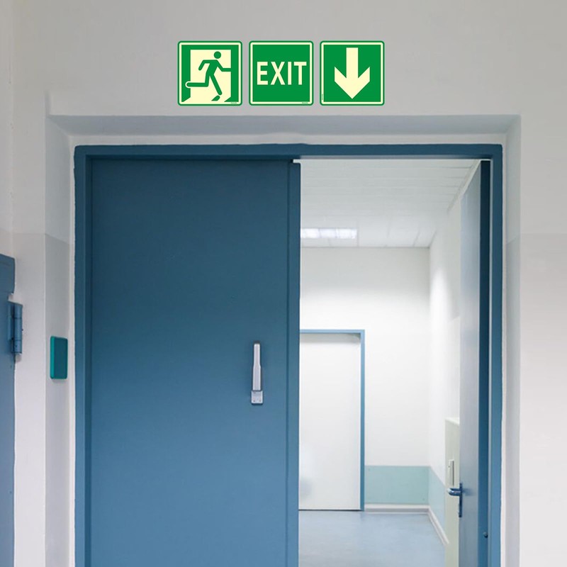 12 Pcs Emergency Exit Sign Glow in The Dark Exit