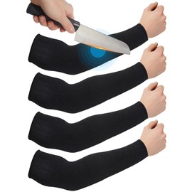 Geyoga 2 Pairs Arm Sleeves Guards Arm Protectors for Thin Skin and Bruising Protective Cut Resistant Sleeves for Men Women(Large,Hppe,Black)