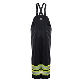 Viking Men's Open Road 150 Denier Trilobal Rip-Stop Hi-Vis Safety Rain Bib Pants, Black - L