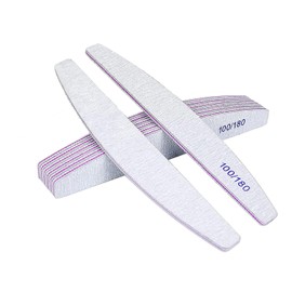 URAQT Pack of 6 Nail Files for Gel Nails, 100/180 Grit, Double-Sided, Disposable, Purple Core, Gel Nail Tools and Accessories (White)