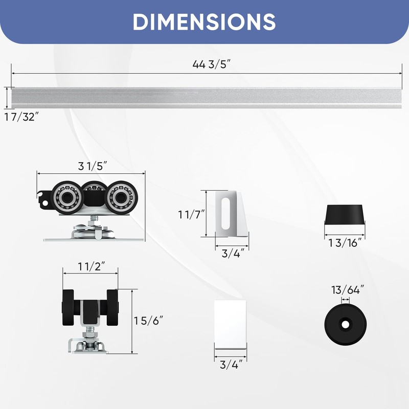 JUBEST 4FT Commercial Grade Pocket Door Hardware and Track Set,