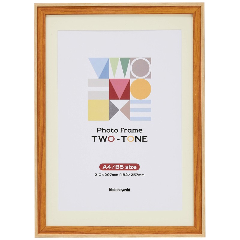Nakabayashi F-TMS-411-LBR Two-Tone Photo Frame, A4/B5 Light Brown