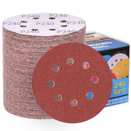 100Pcs 125mm Sanding Discs 240 Grit 8-Holes Hook and Loop Sanding Pads for Random Orbital Sander Sandpaper Sheet-ALPXUXP