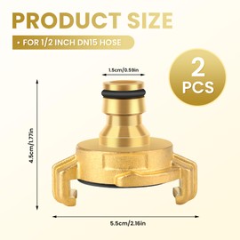 2 pieces brass quick coupling, 1/2 inch plug-in coupling claw coupling adapter, garden hose, quick couplings connector, plug-in coupling for garden hose, hose connector