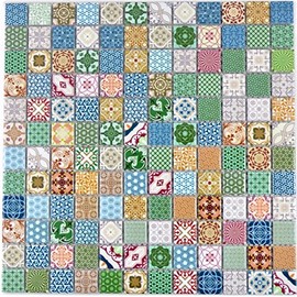 Retro Vintage Mosaic Tiles Mosaic Tiles Ceramic Mosaic Tile Multicoloured Retro