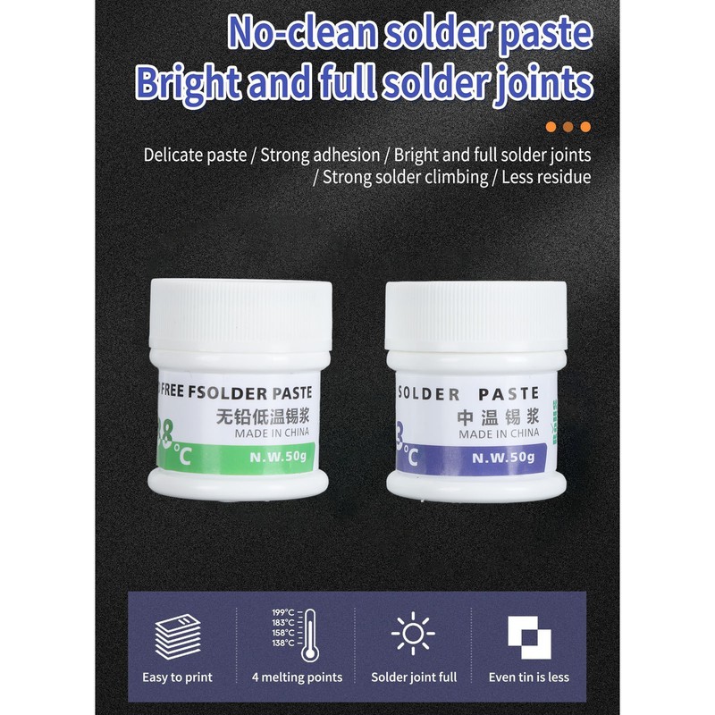 Electronic Chip Solder Paste 50gx2 138℃ and 183℃ Multifunctional Soldering