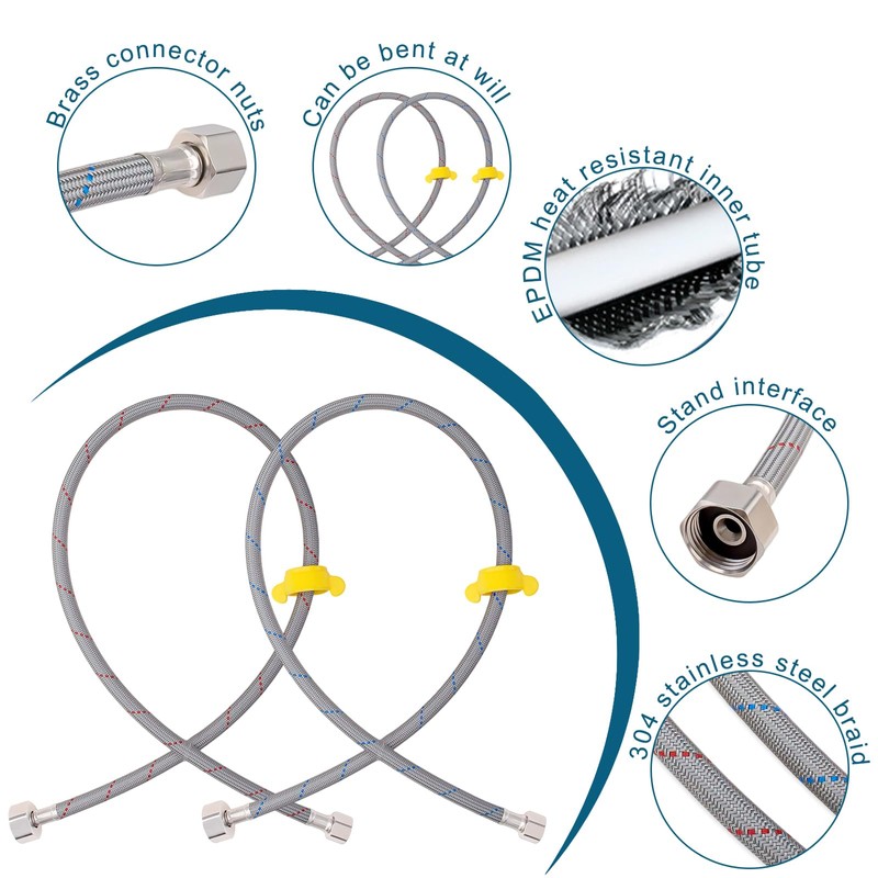 Faucet Supply Lines, 39" Braided Nylon Faucet Hose Connector for