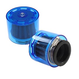 sakurawing Power Filter Air Filter Cover Rainy Weather All Weather Motorcycle Scooter Stainless Steel 35mm Set of 2 Straight Blue